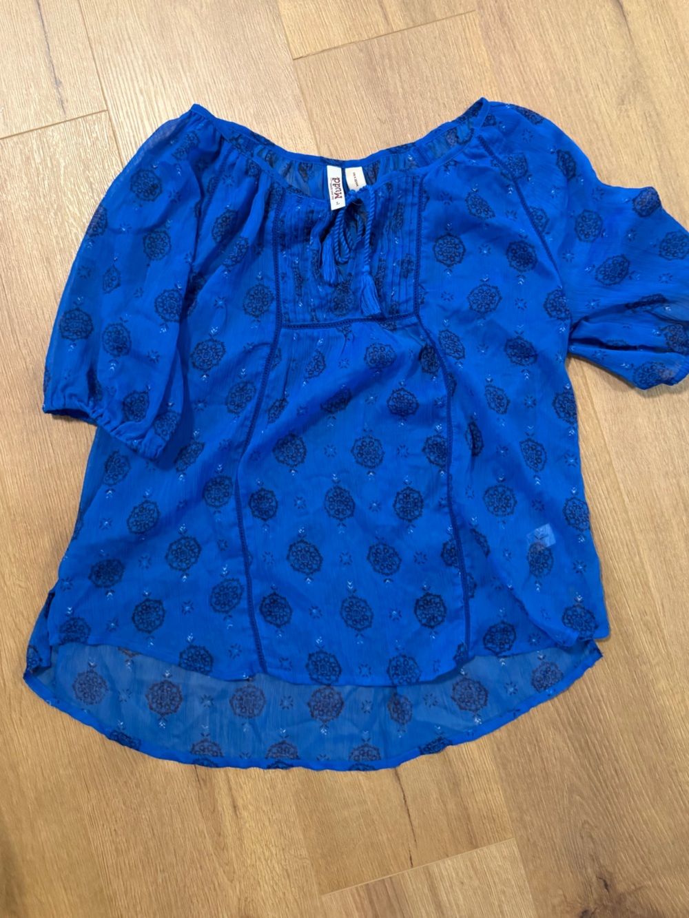 Mudd Royal Blue Boho Peasant Blouse